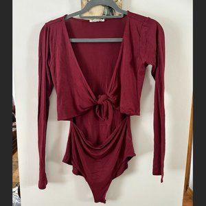 Bodysuit Cut Out Tie-Front
